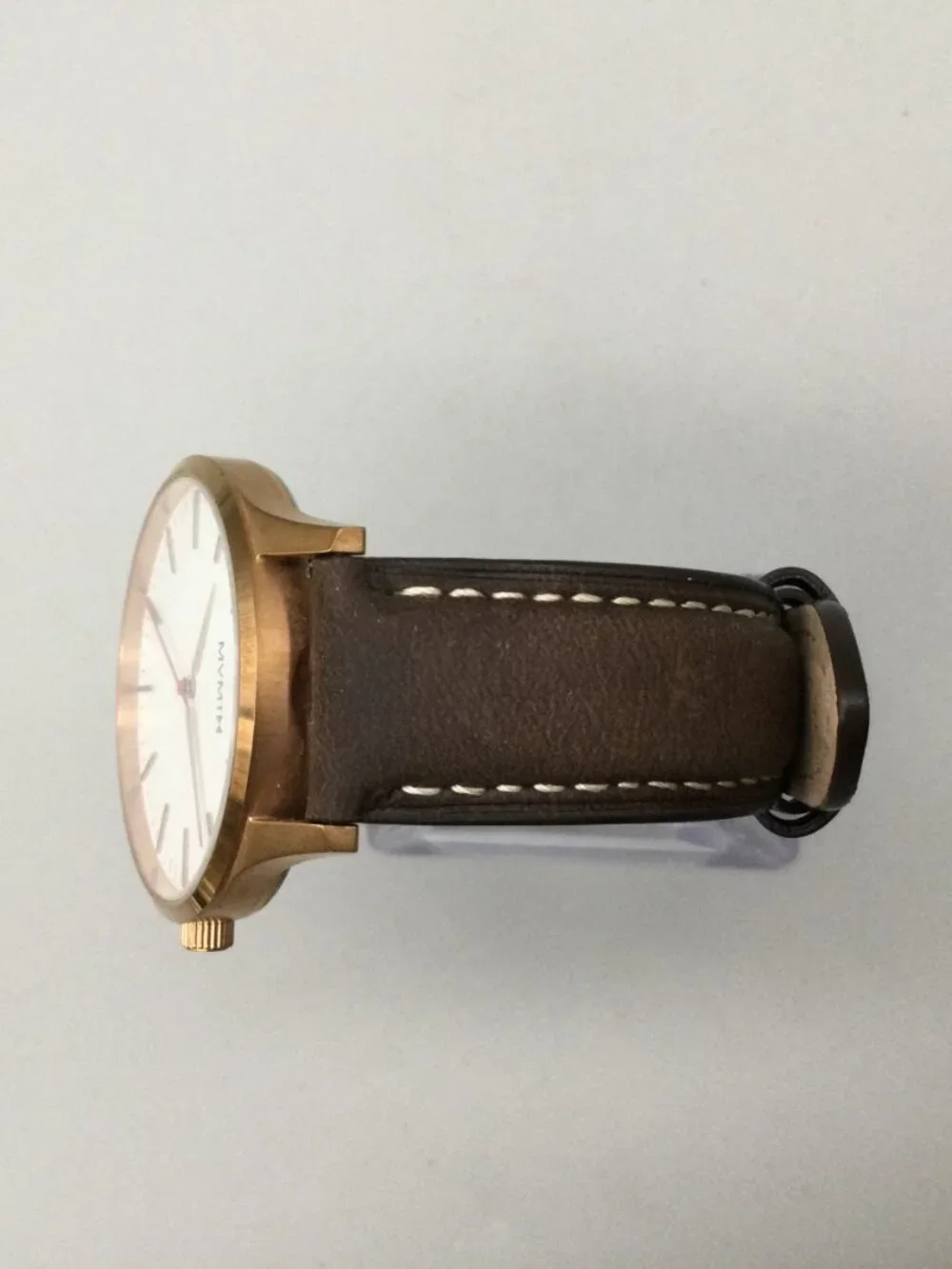 MVMT 40mm Mens Watch Rose Gold Tone Brown Leather Band